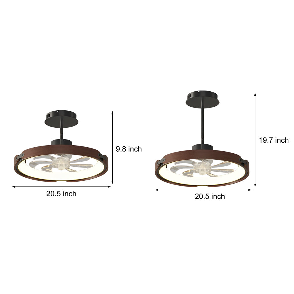 Wood Bladeless Ceiling Fan Light with LED & APP Control