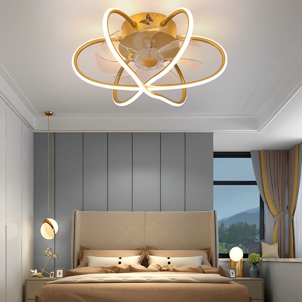 Flower Cage Dimmable Bladeless Ceiling Fan Light with LED