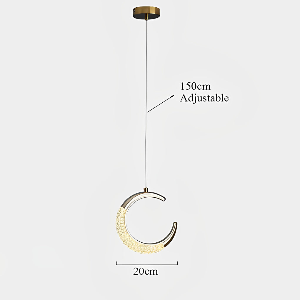 Modern Curvy Moon LED Pendant Light with Electroplated Aluminum