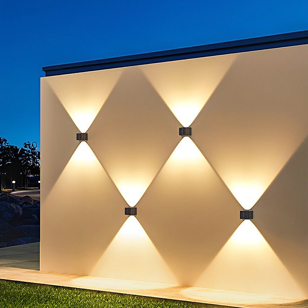 Modern Solar LED Outdoor Wall Light - Up Down Waterproof Black
