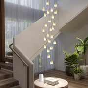 Crystal Brass Staircase Chandelier with Three-Step Dimming