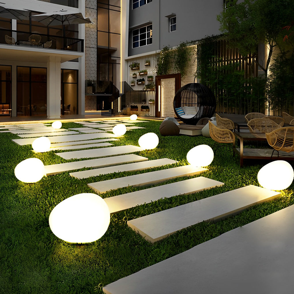 Modern Cobblestone LED Outdoor Lamp with 3-Color Temperature Settings