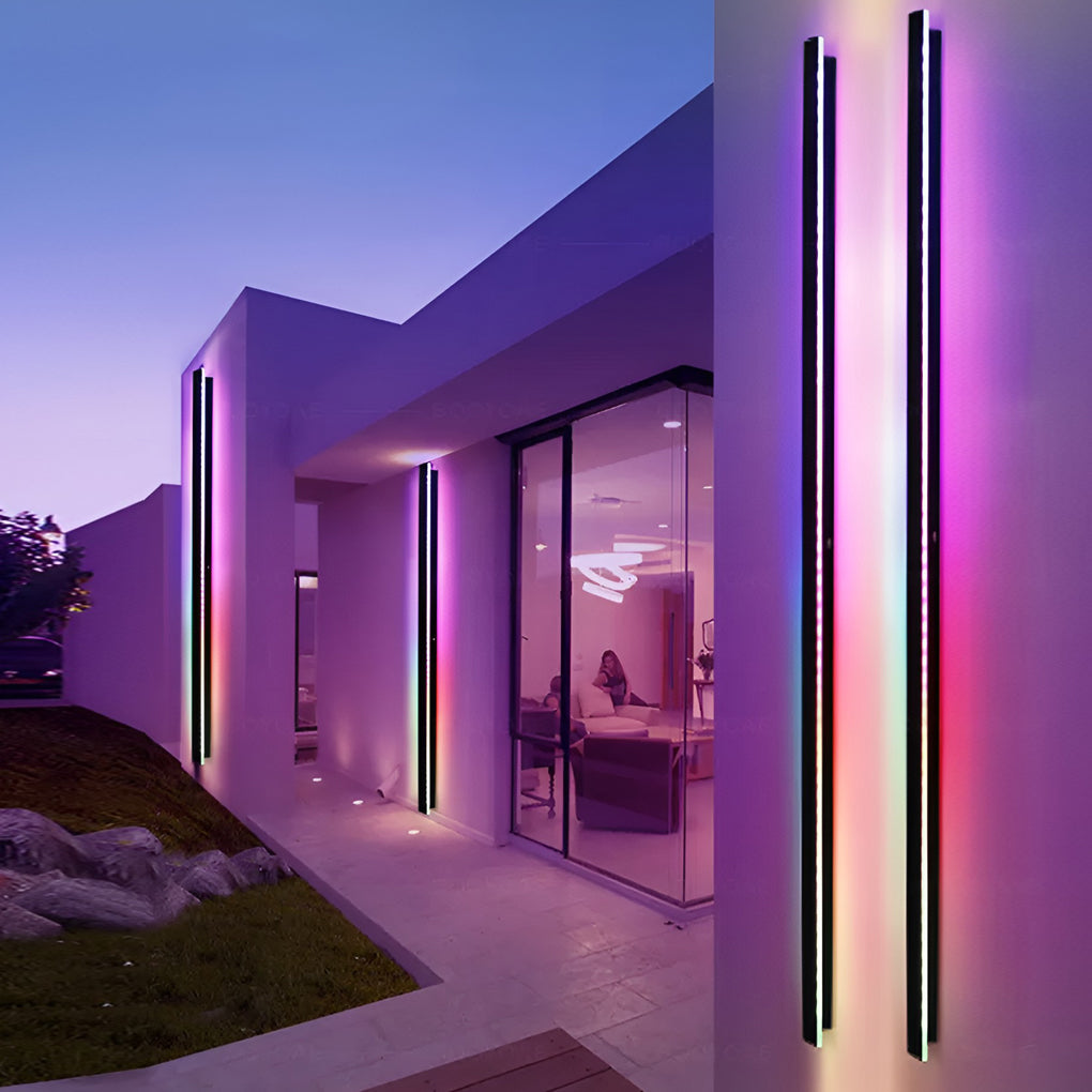 RGB Linear LED Wall Light Waterproof Outdoor Black Metal Fixture