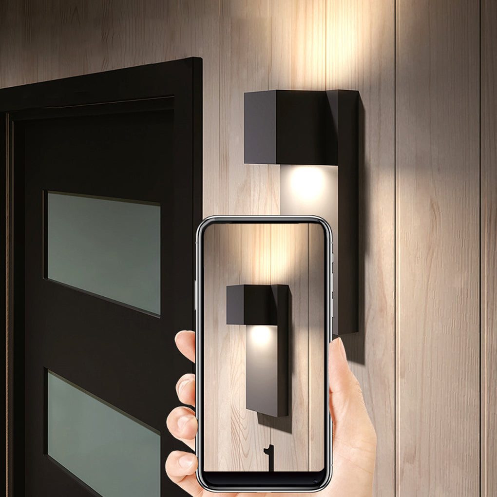 Square Waterproof LED Outdoor Wall Sconce Up Down Lighting Black