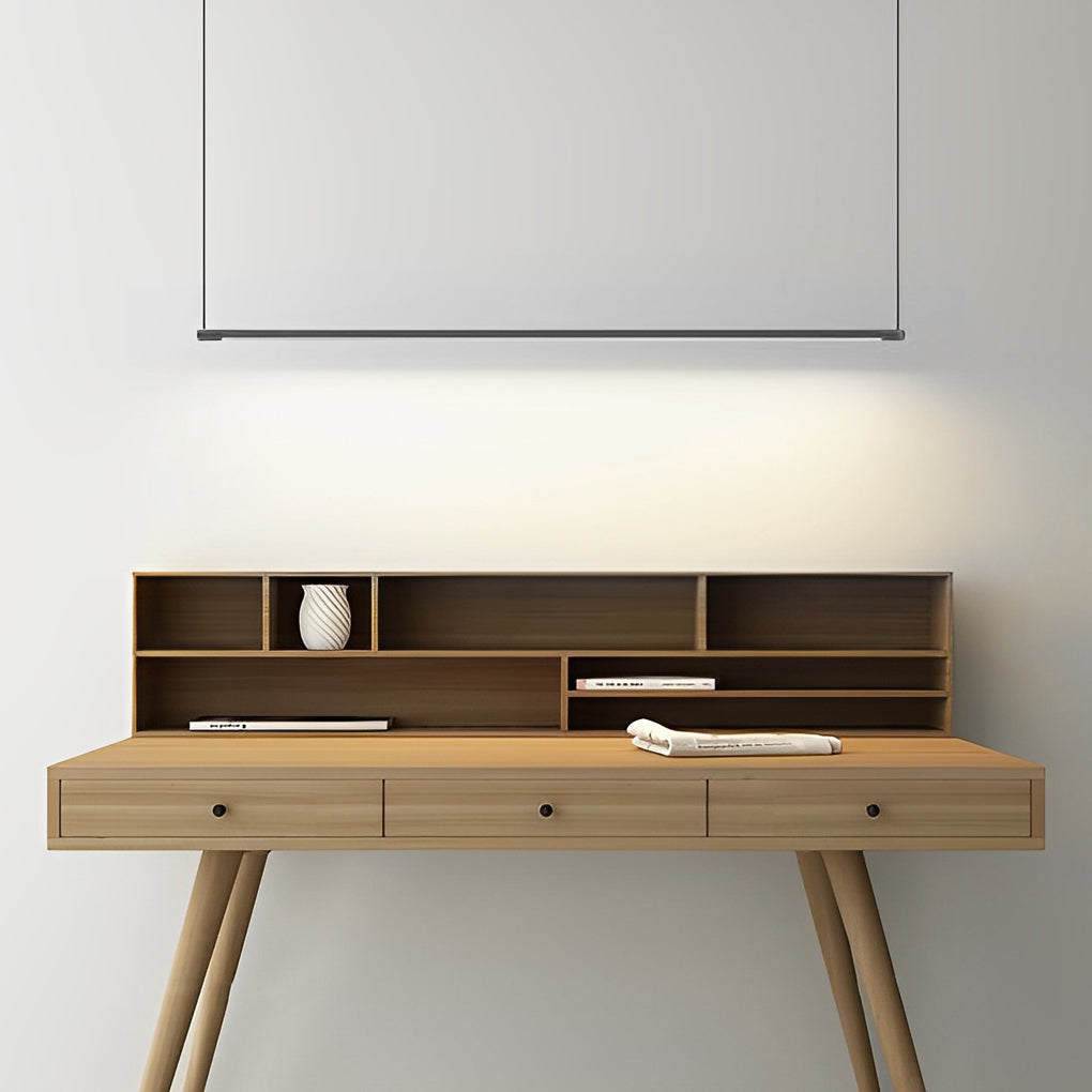 Modern Linear LED Pendant Light Dimmable Black Iron Ceiling Fixture