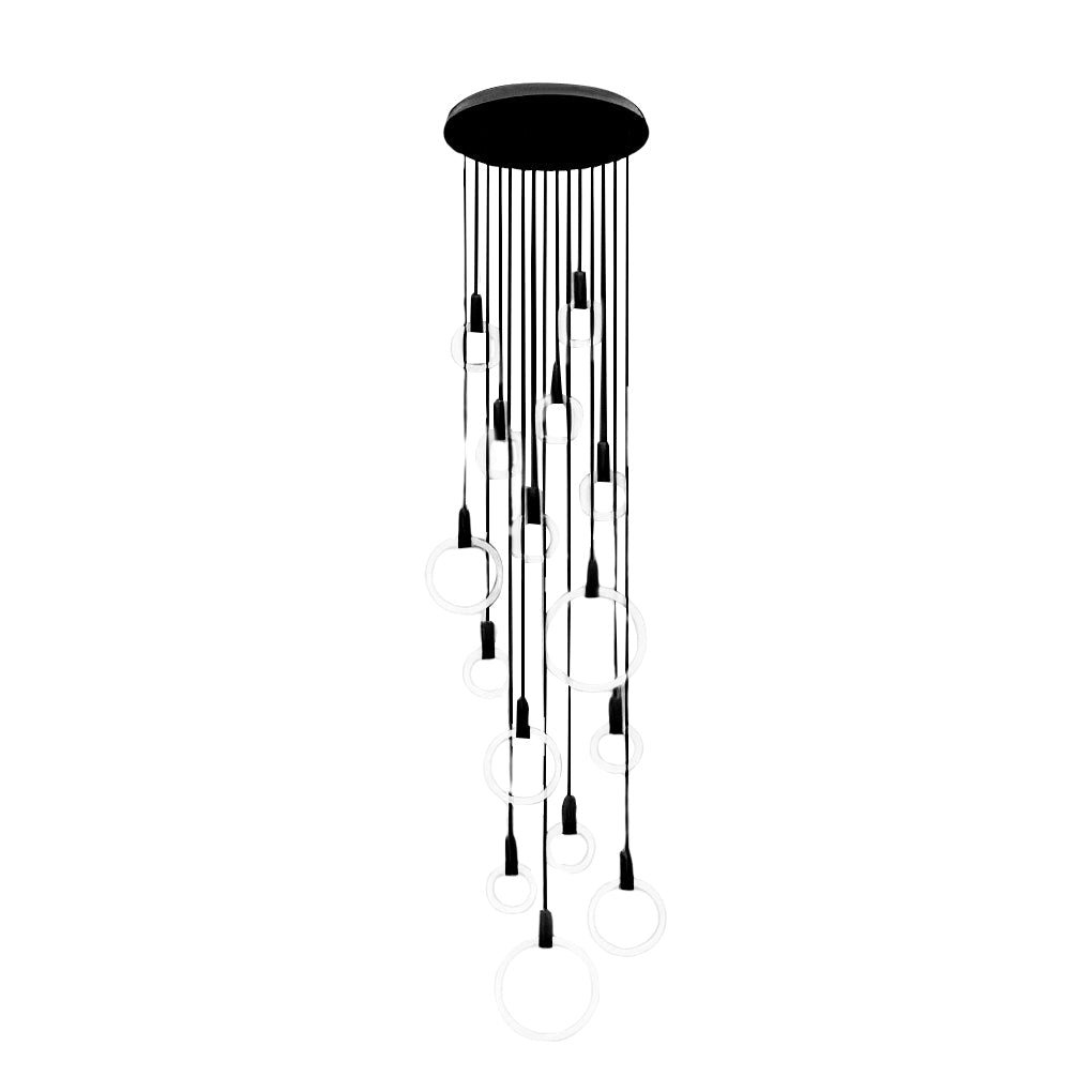 Modern Ring Staircase Chandelier with Stepless Dimming LED