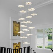 Acrylic Lotus Leaf LED Staircase Chandelier - Modern Long Drop