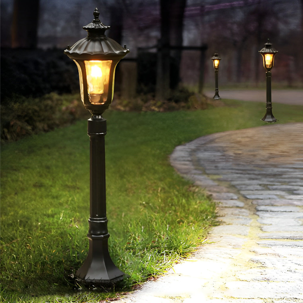 Vintage Black Outdoor Lawn Post Light with Water Glass Lens