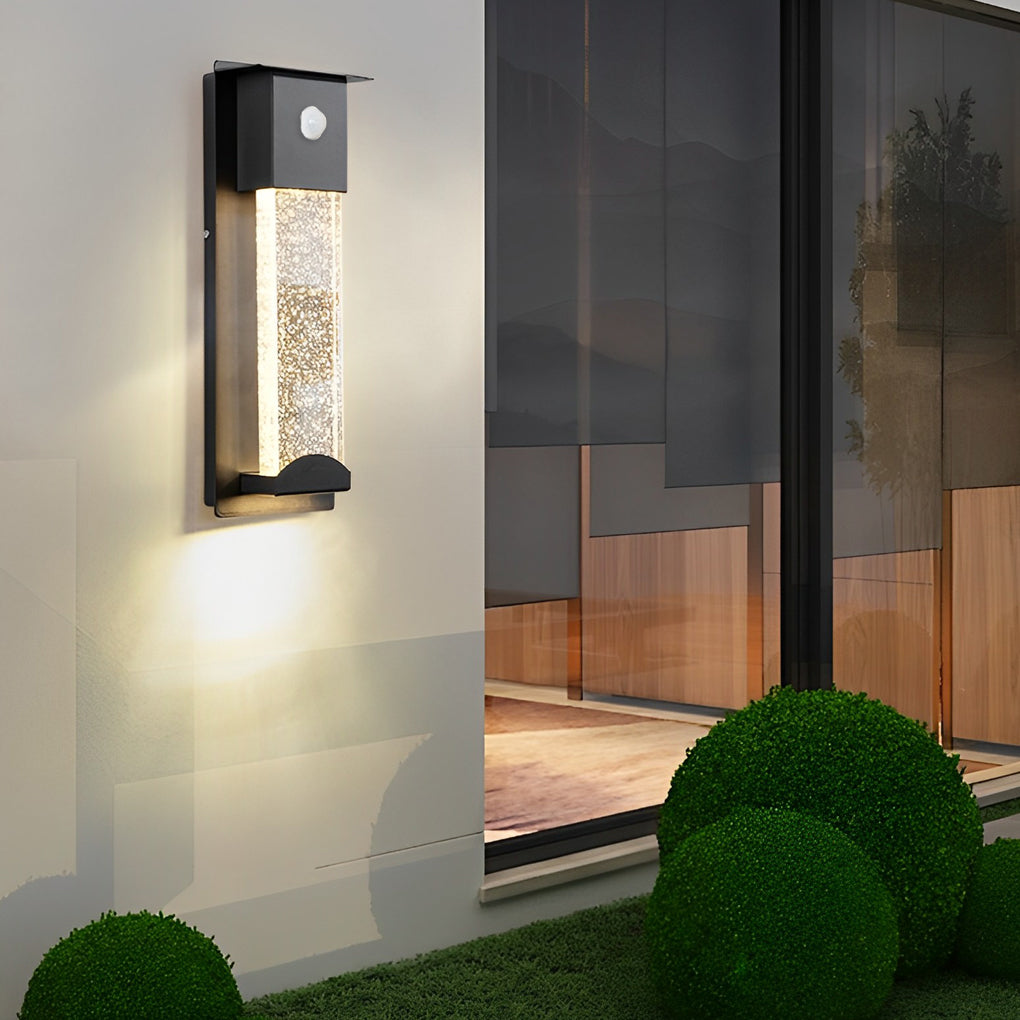 Crystal Bubble Glass Motion Sensor Outdoor Wall Lamp - Black