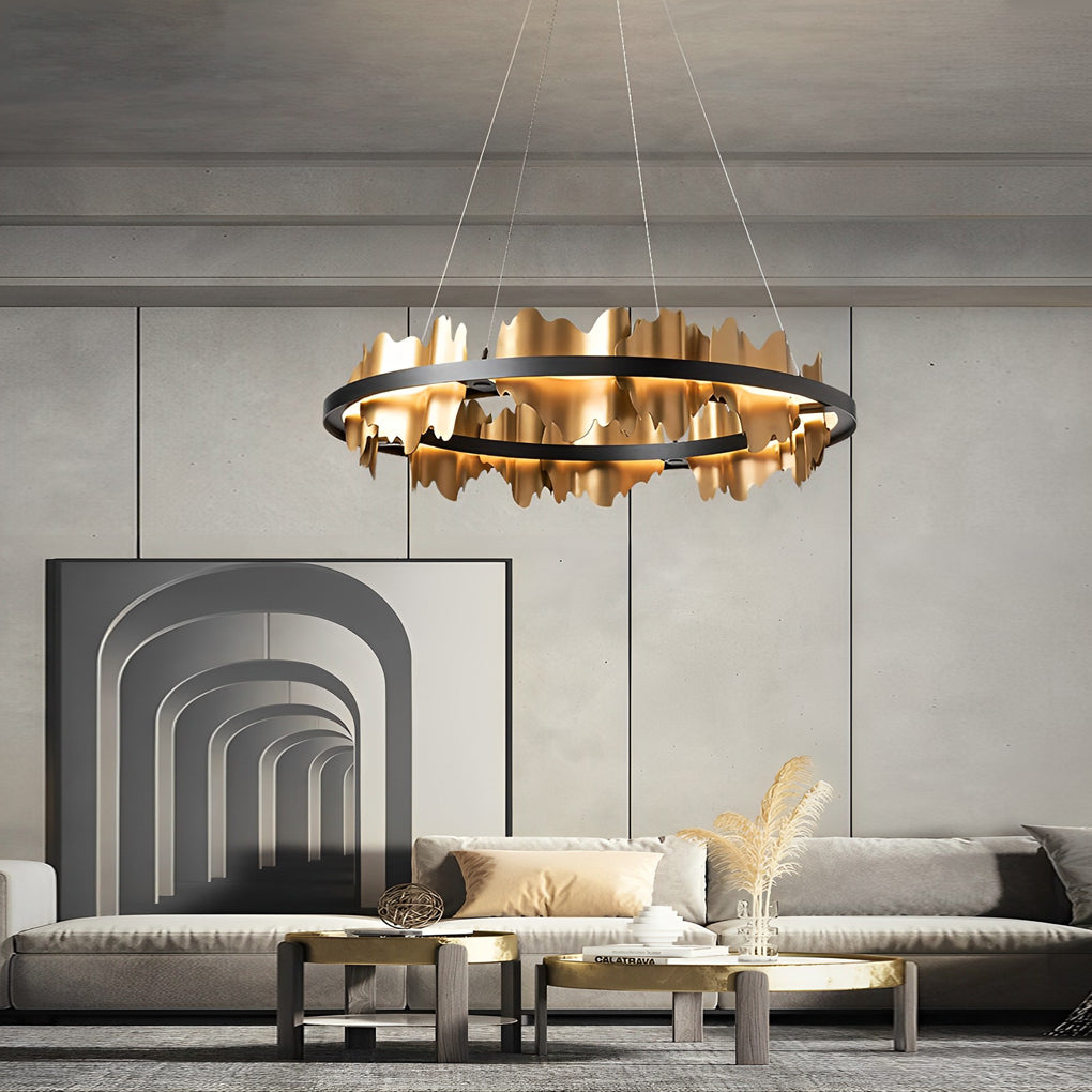 Modern Circular LED Chandelier with Stepless Dimming & Remote