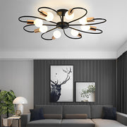 Nordic Flower Iron Semi Flush Mount Ceiling Light