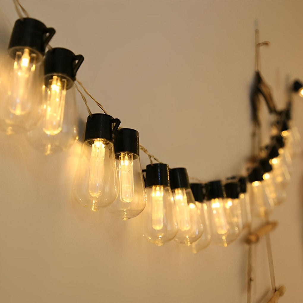 40-Light Retro Solar String Lights with USB Rechargeable Option