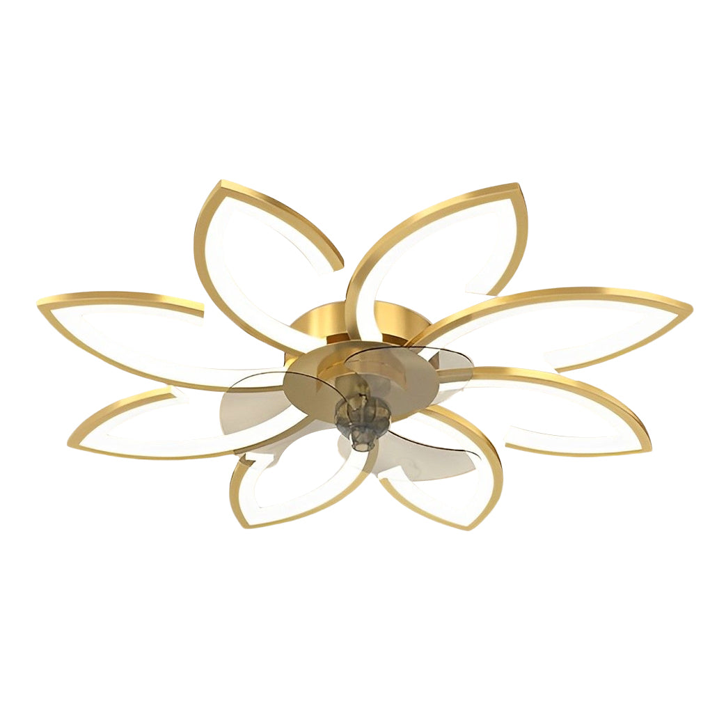 Modern Flower LED Ceiling Fan Light with Stepless Dimming