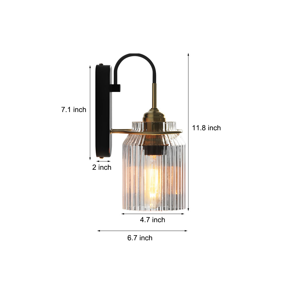 Modern Wavy Glass Wall Sconce with Gold Metal Frame