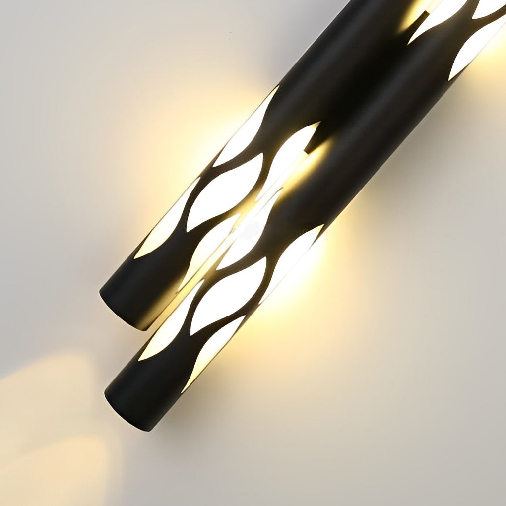 Flame Pattern LED Wall Sconce - Modern Up Down Light Metal Acrylic
