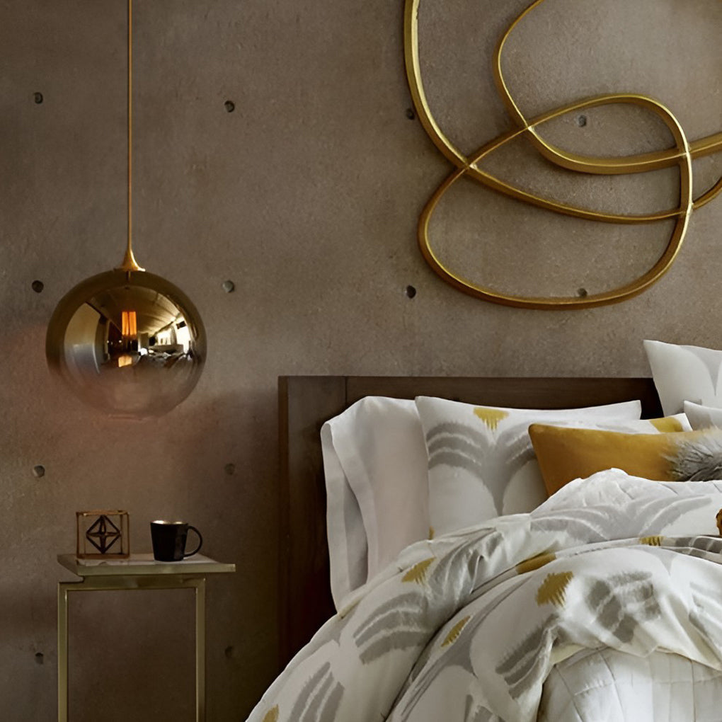 Modern Globe Glass Pendant Light Industrial Single Ceiling Fixture