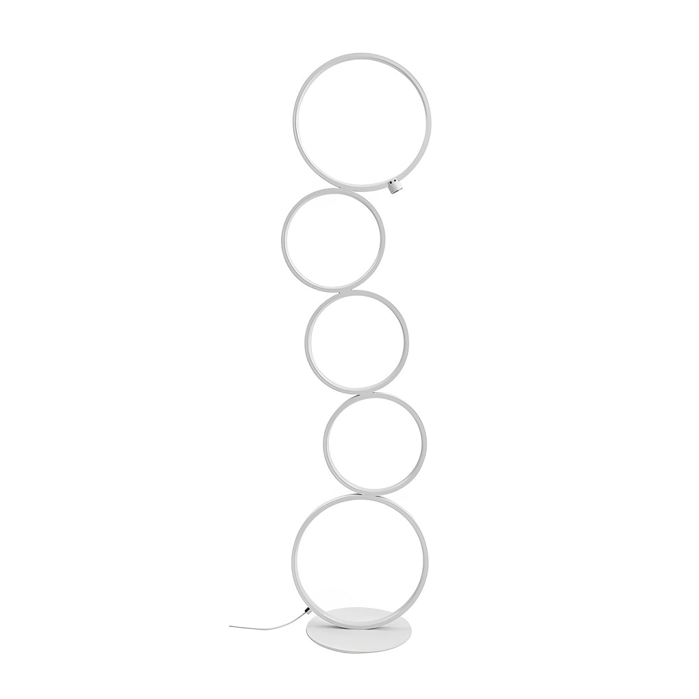 Modern 5-Ring LED Floor Lamp with Dimmer | Aluminum & Iron