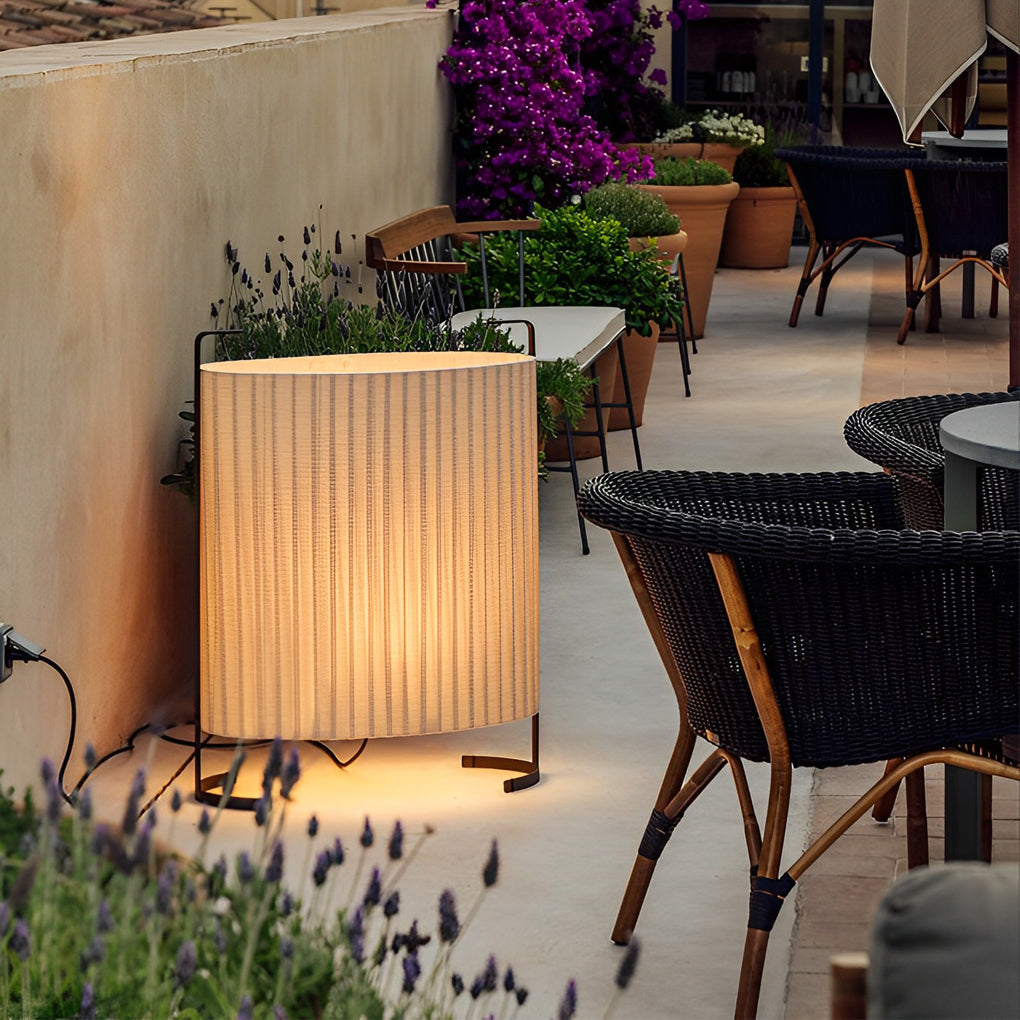 Japanese-Style Fabric Outdoor Floor Lamp - Modern Aluminum Frame