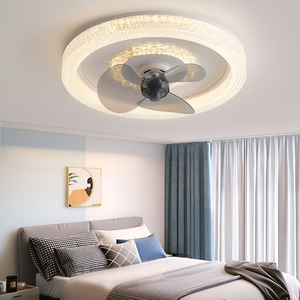Modern LED Ceiling Fan Light with Dimmable Remote & 360° Rotation