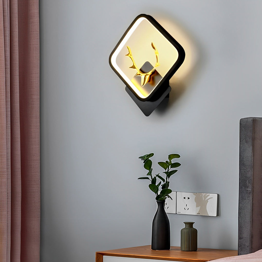 Modern Antler Wall Sconce LED Bedside Lamp Iron Aluminum