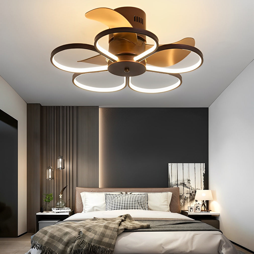 Floral Bladeless Ceiling Fan Light with Dimmable LED