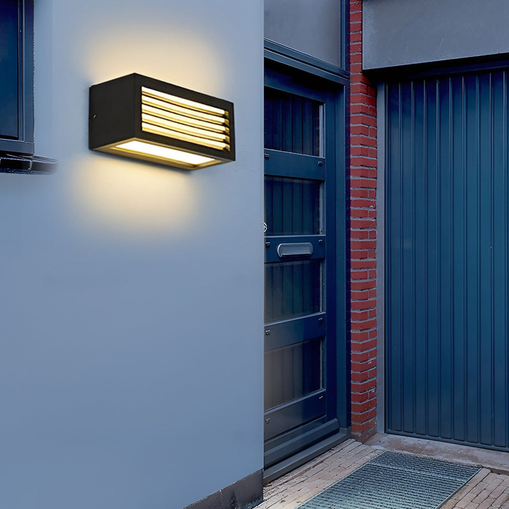 Rectangular Waterproof LED Outdoor Wall Sconce - Black Aluminum