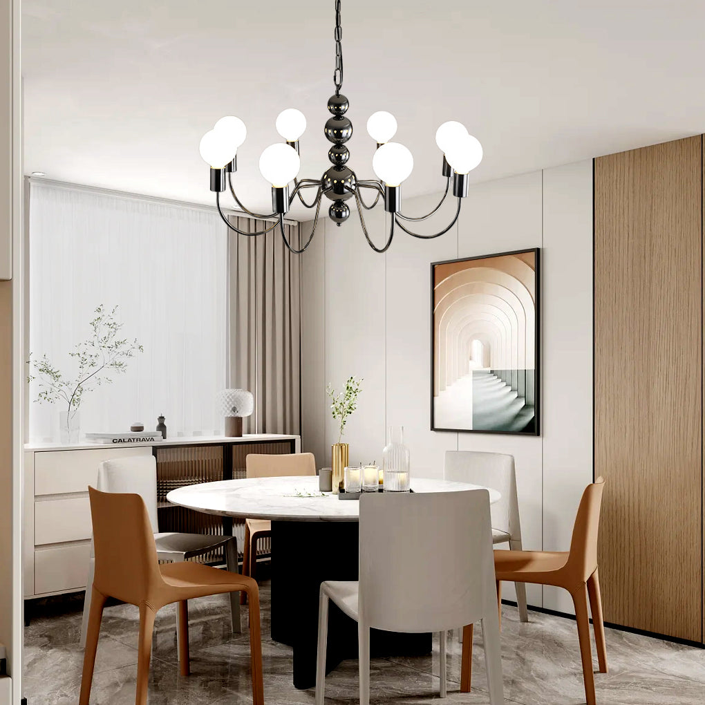 Glass Ball Shade Chandelier – Modern Minimalist Multi-Light Design