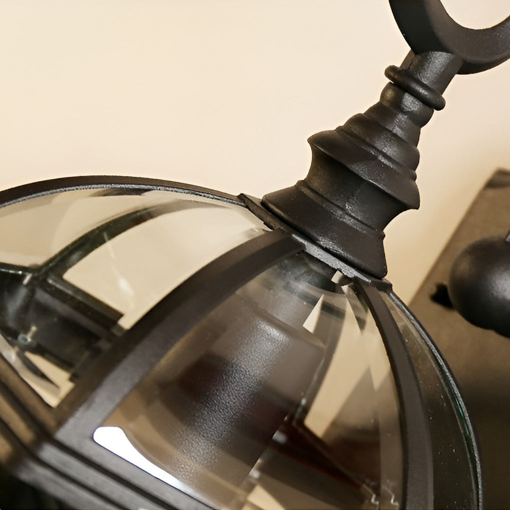 Vintage Industrial Outdoor Wall Sconce with Double Glass Shade