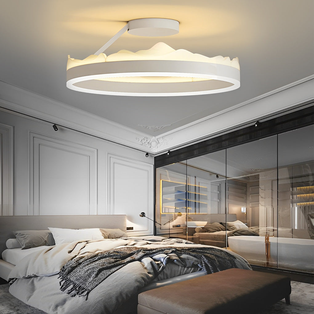 Modern Round LED Flush Mount Ceiling Light with Stepless Dimming