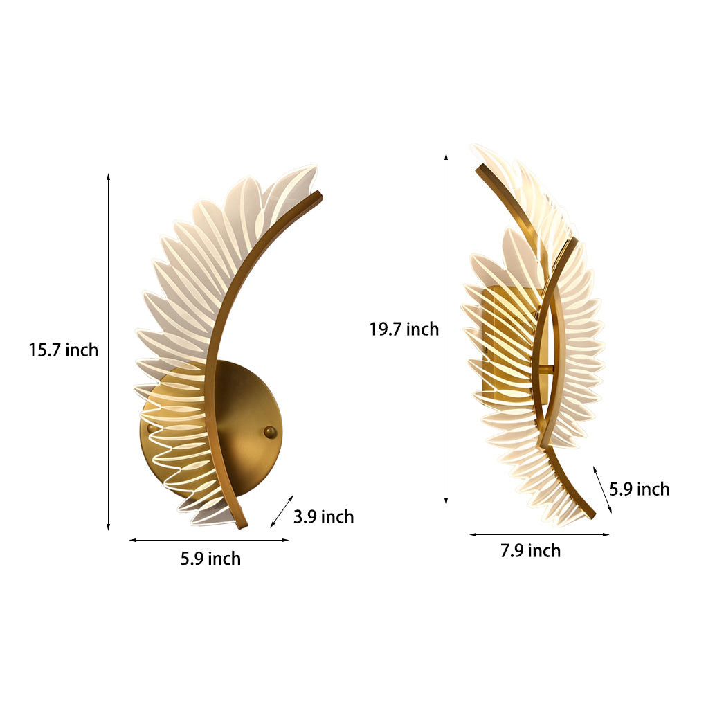 Feather Leaf LED Wall Sconce with 3-Step Dimming - Copper & Acrylic