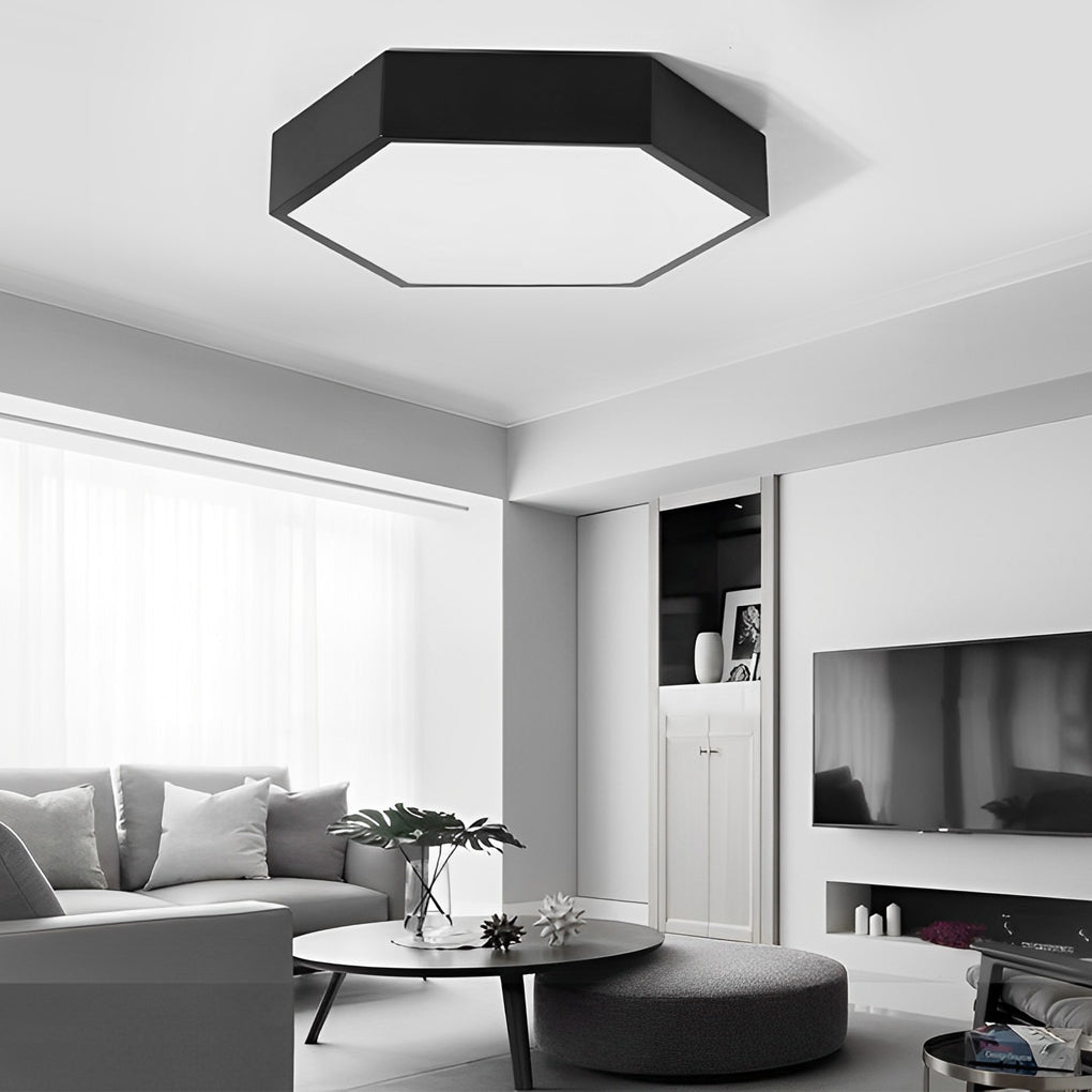 Geometric Hexagon LED Flush Mount Ceiling Light – Modern Dimmable