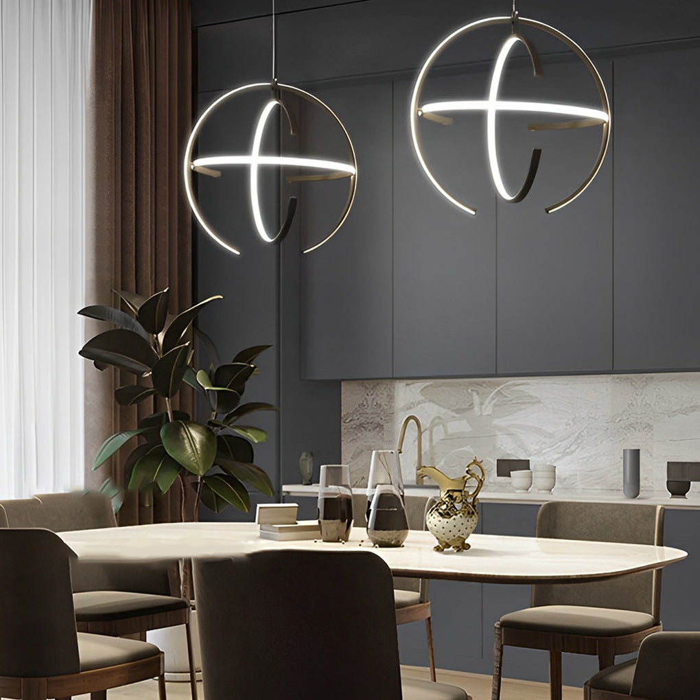 Adjustable Ring LED Pendant Light Modern Aluminum Kitchen Lighting