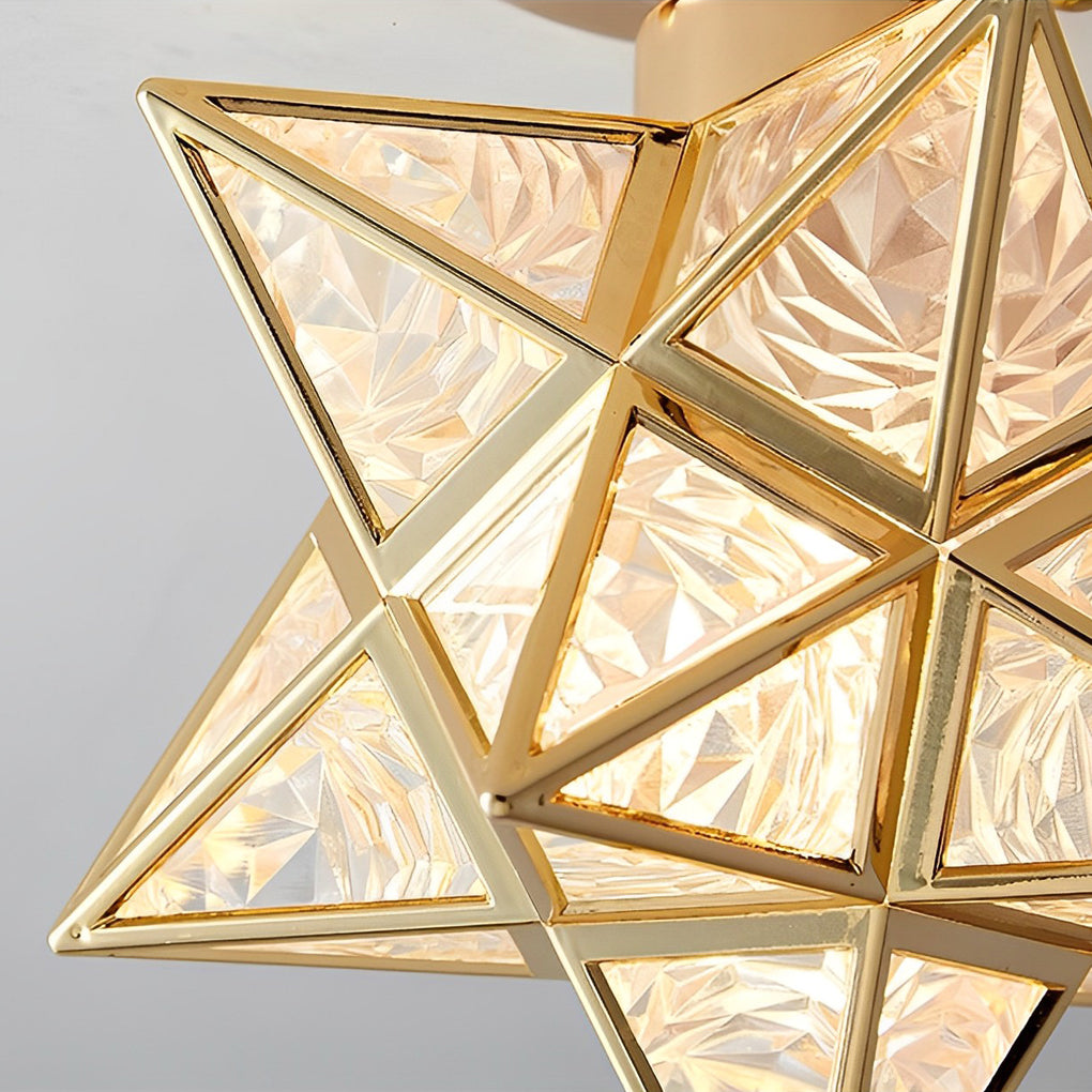 Star Pendant Light | Modern 3-Step Dimming | Glass & Iron Finish