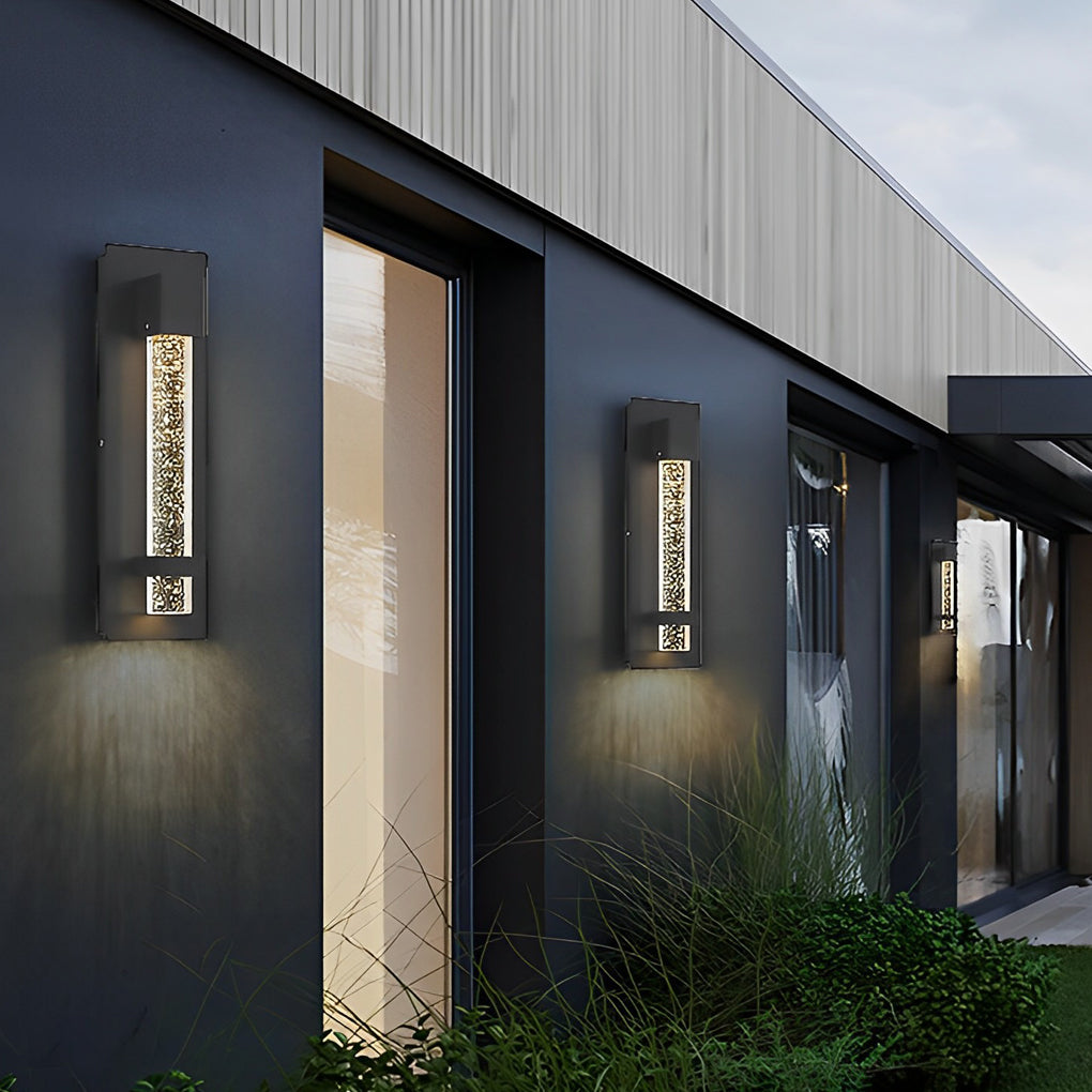 Modern Bubble Glass Outdoor Wall Light - Waterproof Black Sconce