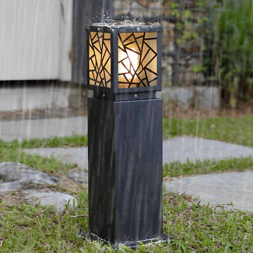 Modern Solar LED Bollard Path Light Black Waterproof Outdoor