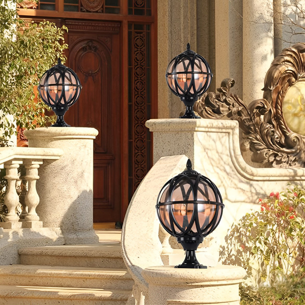Glass Aluminum Outdoor Post Cap Light with E27 Socket