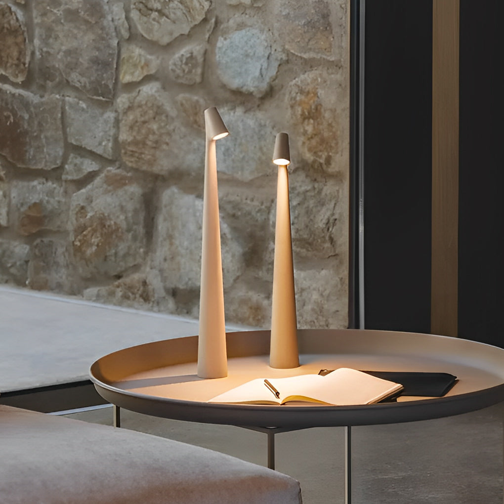 Modern Conical Stem LED Table Lamp with Touch Dimming