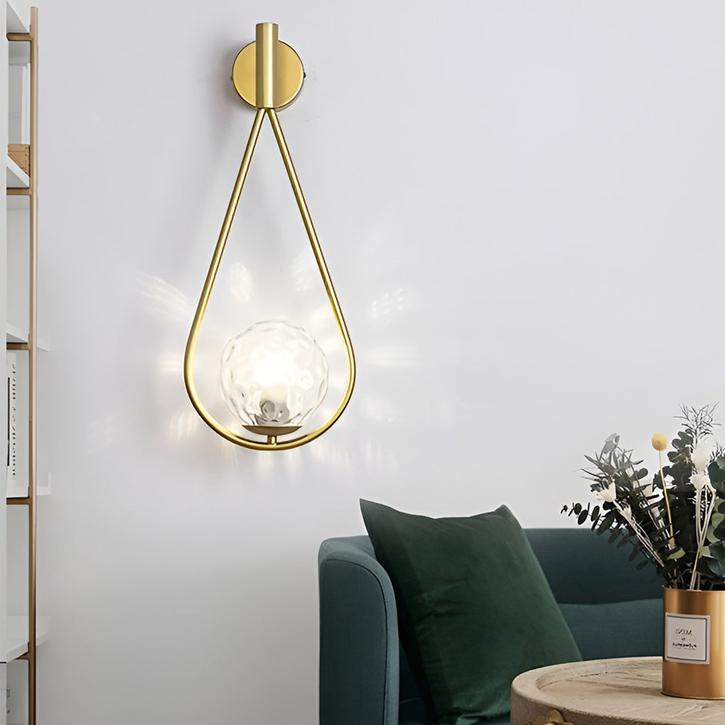 Water Drop Glass Wall Sconce Modern LED Light Fixture Black Gold