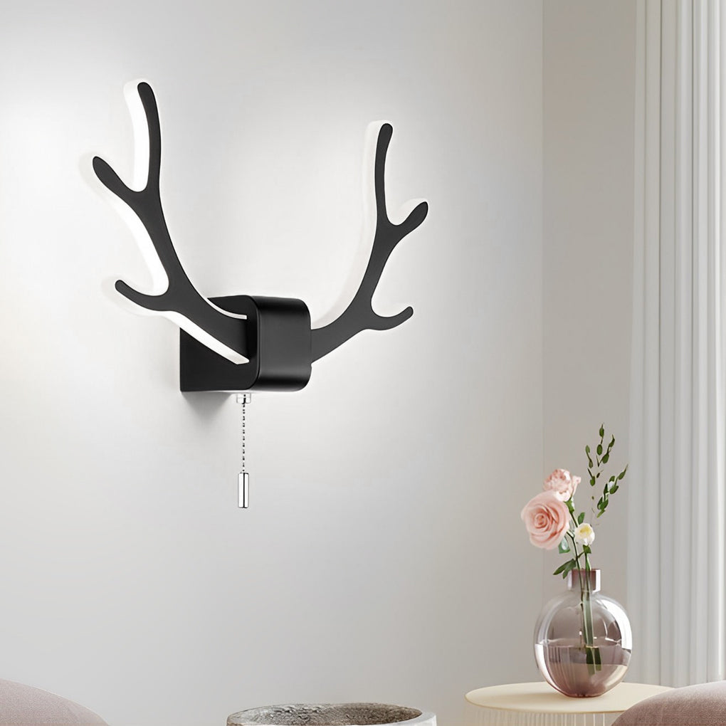 Modern Antler Iron LED Wall Sconce with Pull Switch