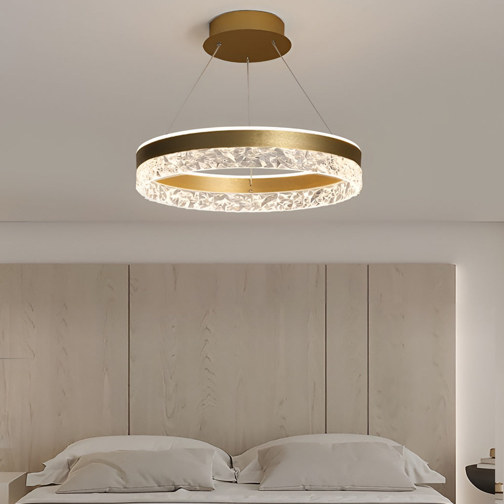 Modern Circular Ring LED Chandelier with Three-Step Dimming