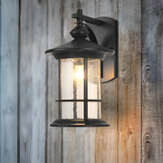 Modern Matte Black Outdoor Wall Lamp with Glass Shade IP44 Waterproof