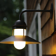 Modern Round Glass Outdoor Wall Light - Black Iron Waterproof
