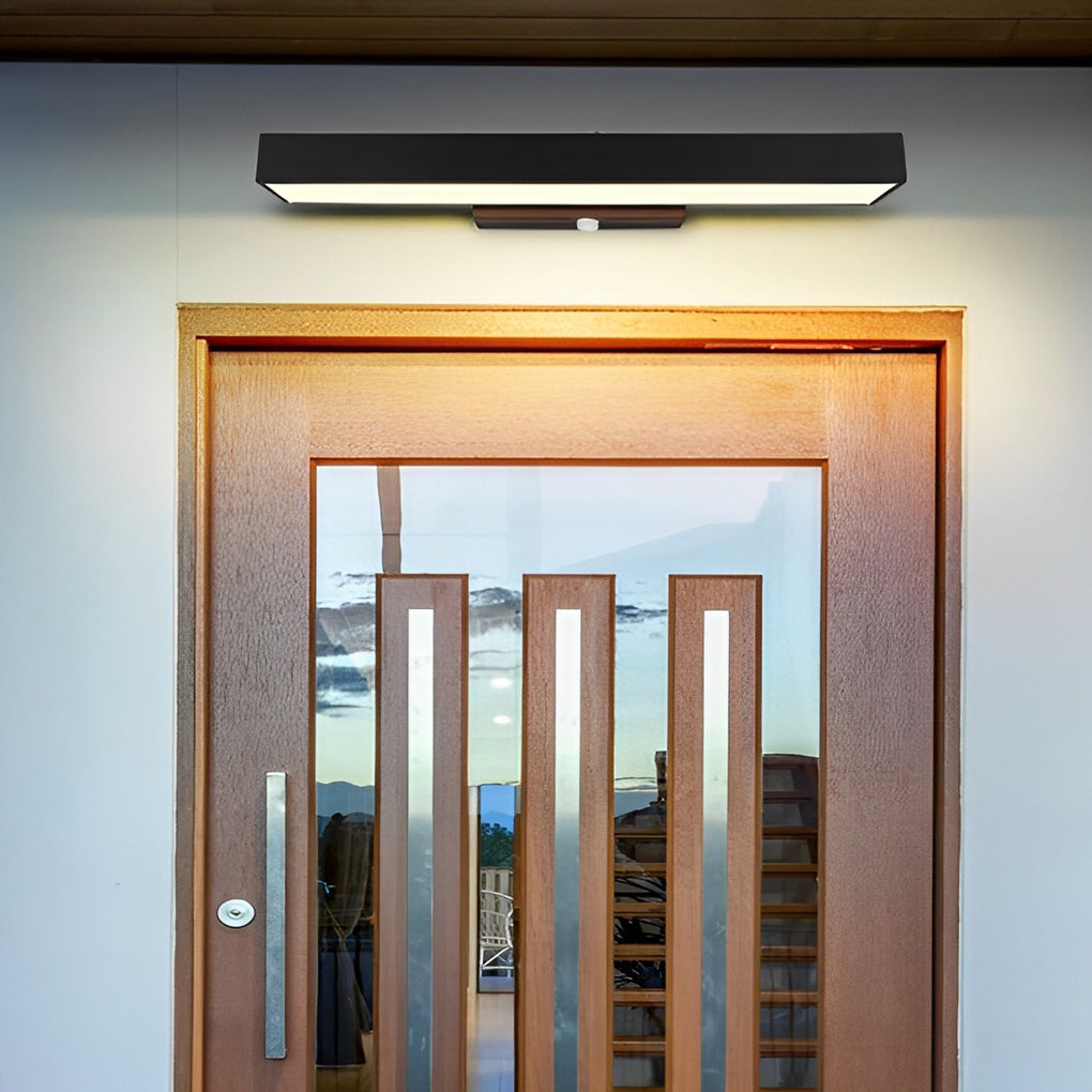 Modern Black Rectangle LED Outdoor Wall Light with Motion Sensor