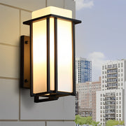 Square Waterproof LED Outdoor Wall Lamp Black Iron Glass Sconce