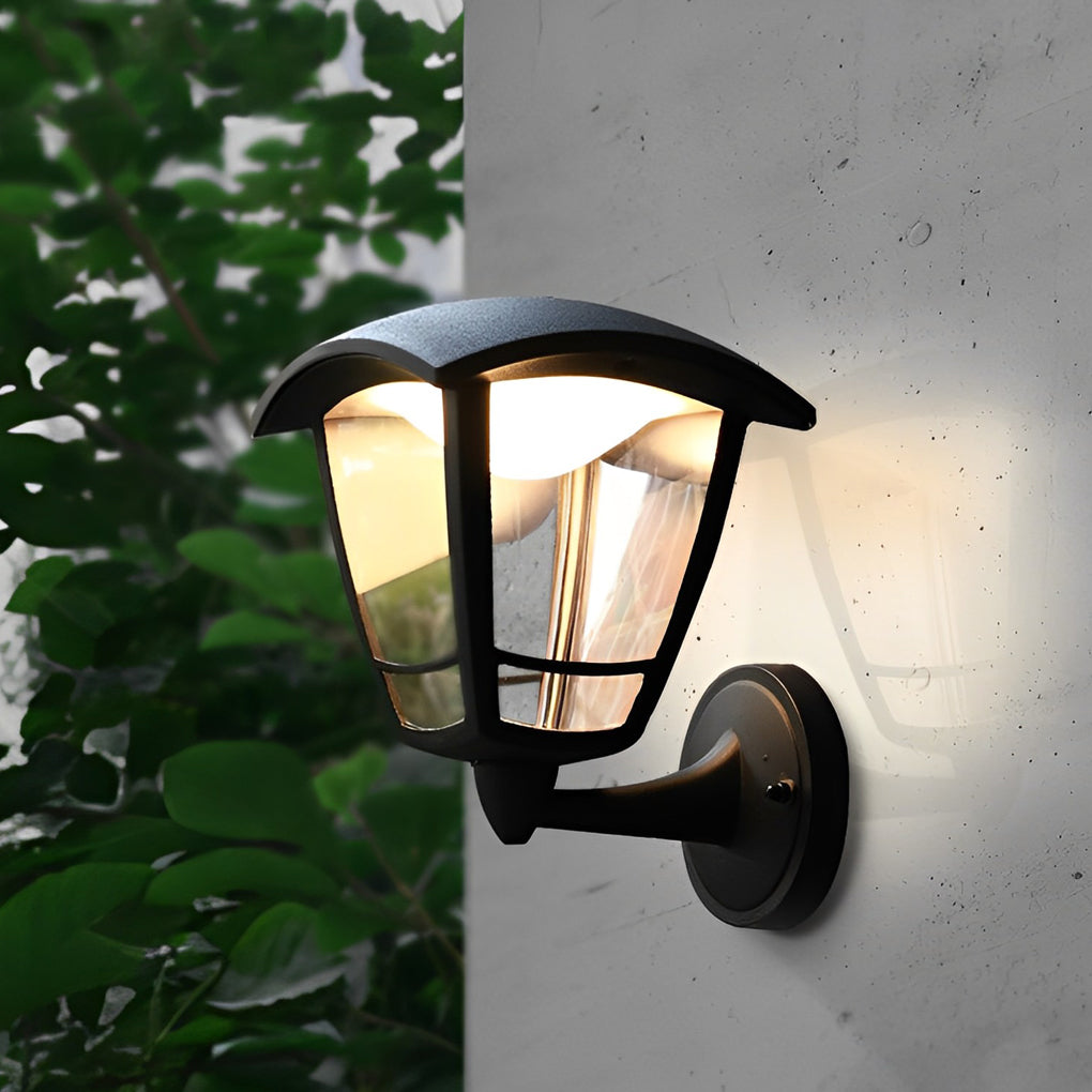 Industrial Black Aluminum Outdoor Wall Sconce with Acrylic Shade