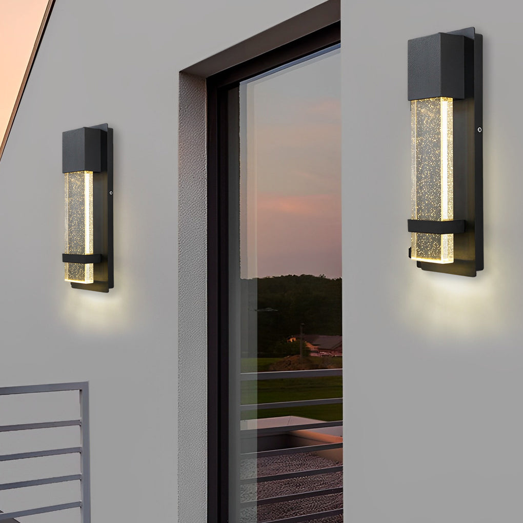 Crystal Bubble Glass Motion Sensor Outdoor Wall Lamp - Black
