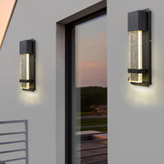 Crystal Bubble Glass Motion Sensor Outdoor Wall Lamp - Black