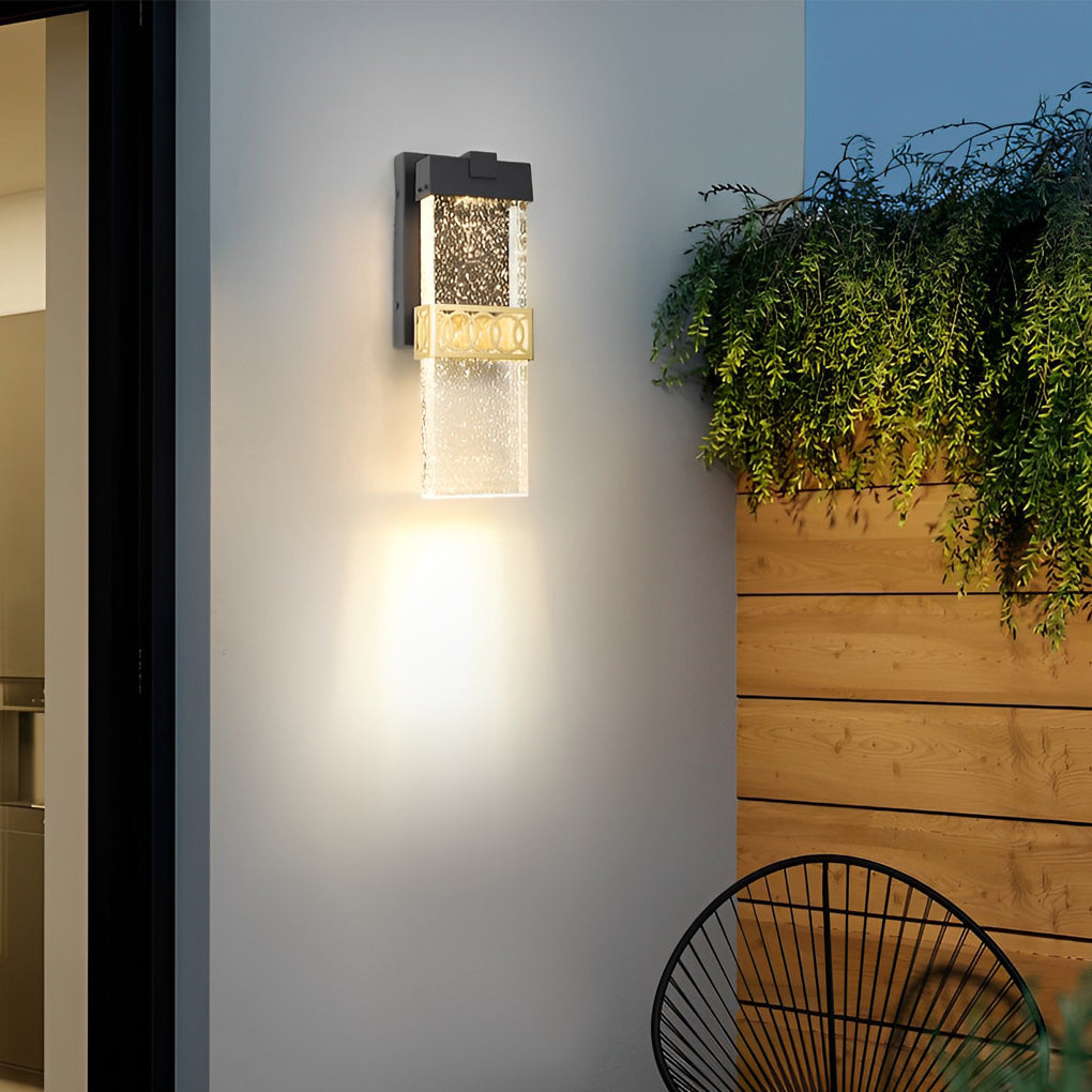 Crystal Bubble Outdoor Wall Light - Modern Black Aluminum LED Sconce