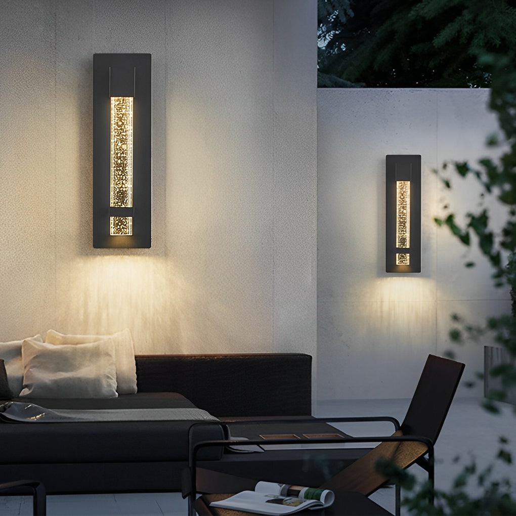Modern Bubble Glass Outdoor Wall Light - Waterproof Black Sconce