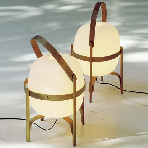 Modern Nordic Wood Frame Table Lamp with Glass Globe Shade